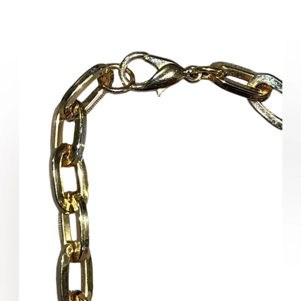 Gold tone chain necklace big link 80s estate sale